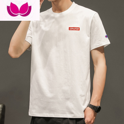 七斓2023刺绣短袖圆领男士T恤潮流时尚新款潮牌上衣服内搭打底衫