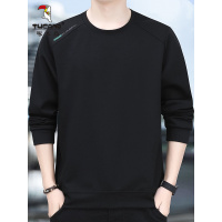 啄木鸟卫衣男士2025年秋季黑色运动上衣服宽松休闲圆领长袖t恤男