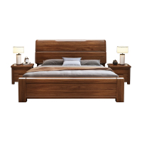 臻远ZY4022724实木床1.8米单人床胡桃木含两个床头柜