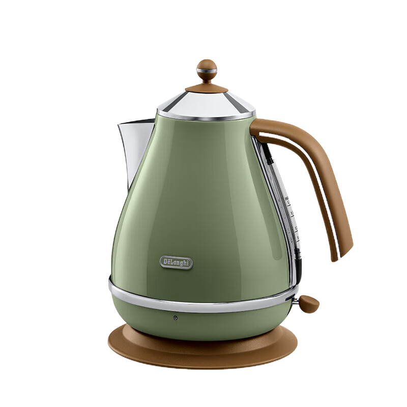 德龙(DeLonghi) KBO2001复古电水壶 橄榄绿 304不锈钢 1.7升大容量 自动断电快速热水烧水壶