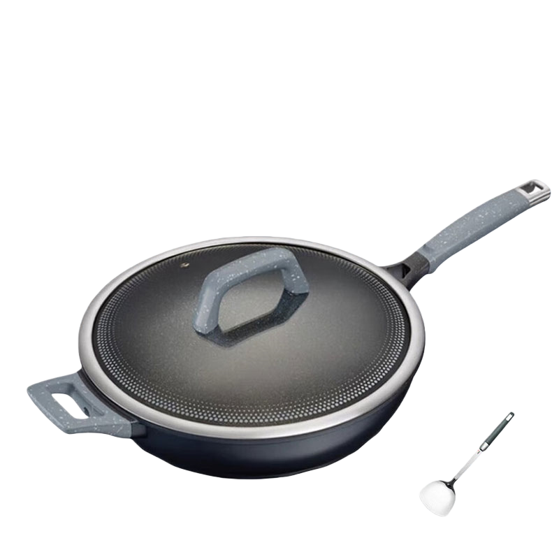 爱仕达(ASD)炒锅魔法石系列4-6人无烟不粘锅32cm能铁铲高端炒菜锅F1Q电磁炉通用旗舰正品CL32F1Q-BU