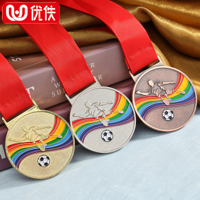 优佚新款金属通用奖牌定制足球运动会比赛奖牌金属挂牌奖章荣誉牌纪念奖牌学校企业公司颁奖表彰