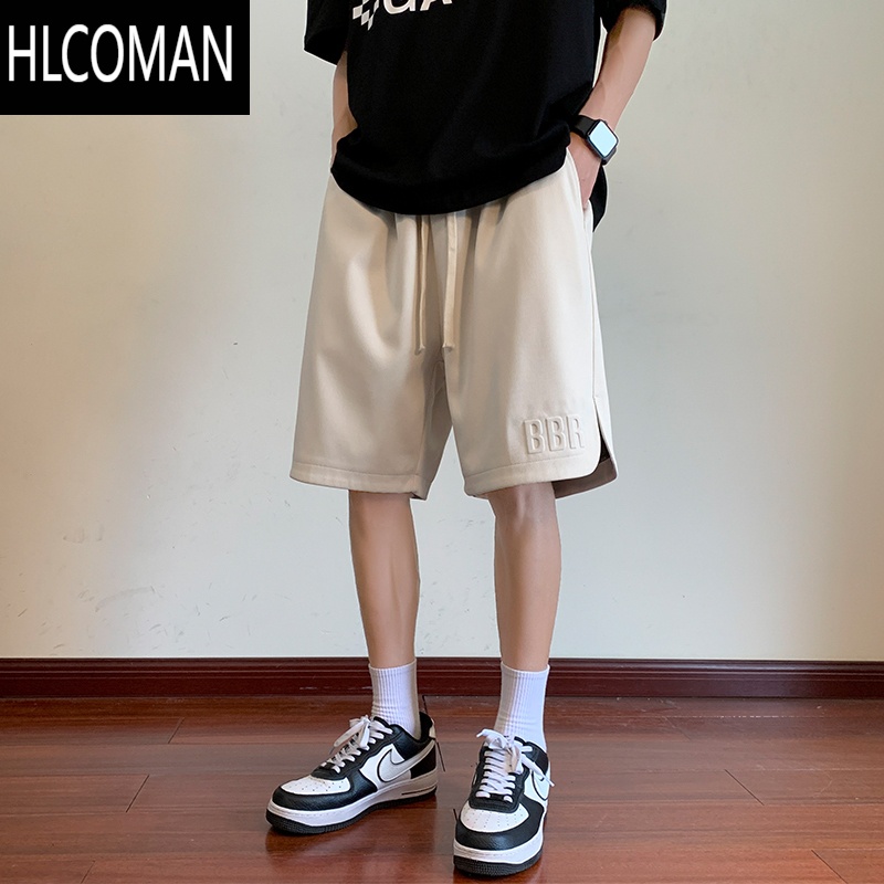 HLCOMAN短裤男士夏季2024新款潮牌宽松冰丝裤子男生夏天休闲运动五分中裤