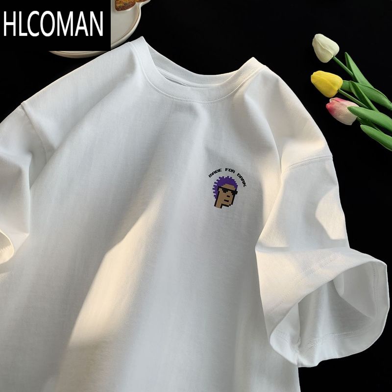 HLCOMAN@ 270g像素印花短袖t恤男夏季美式小领口半袖体恤