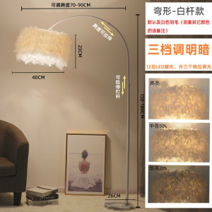 苏宁放心购 灯饰网红白色羽毛水晶立式落地灯客厅书房卧室床头台灯主播补光灯