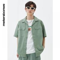 [1件5折价:115]美特斯邦威工装短袖男衬衫百搭夏季宽松迷彩潮流男装衬衣