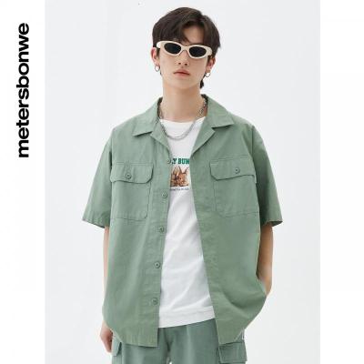 [1件5折价:115]美特斯邦威工装短袖男衬衫百搭夏季宽松迷彩潮流男装衬衣