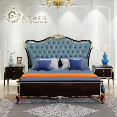 欧式床1.8米双人床公主床法式皮艺床后现代轻奢床实木花婚床