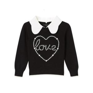 [99元3件]米喜迪mecity童装春装新款女童心形可拆卸假领长袖毛衫薄毛衣