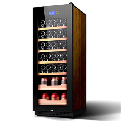 尊堡 BJ-308B红酒柜恒温酒柜雪茄柜冰吧家用客厅柜红酒柜茶叶冷藏 棕木纹 层架+托盘