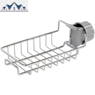 不锈钢厨房水龙头夹式置物架水水池洗碗布沥水篮收纳抹布挂架 三维工匠