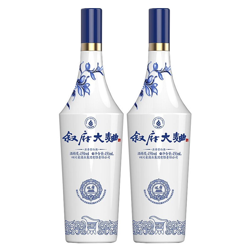 [MN]叙府新款青花大曲45度450ml*2瓶整箱浓香型白酒纯粮食光瓶白酒
