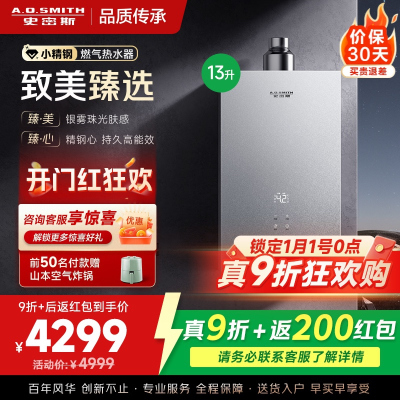 AO史密斯新品小体积13升精钢燃气热水器[小精钢EC5]静音 持久恒温 天然气 JSQ26-EC5