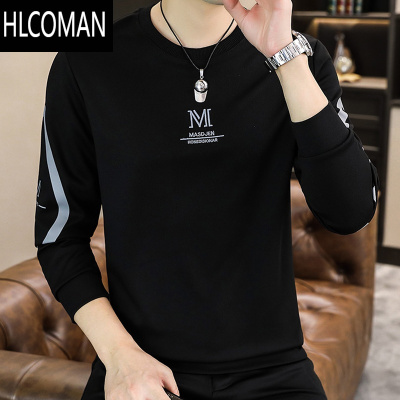 HLCOMAN2024秋季新款卫衣男加绒加厚秋衣潮牌男装长袖T恤秋装上衣服
