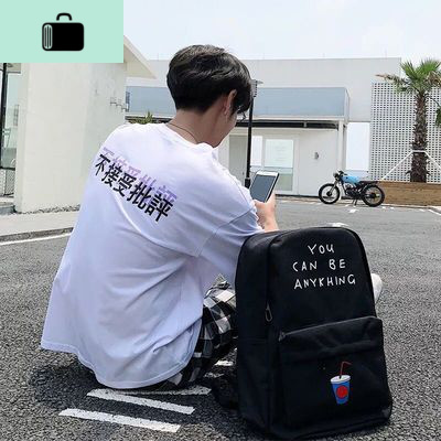 背包男双肩包ins时尚潮流休闲简约帆布旅行包韩版高中大学生书包NEW LAKE 可乐杯常规款45*35*15cm