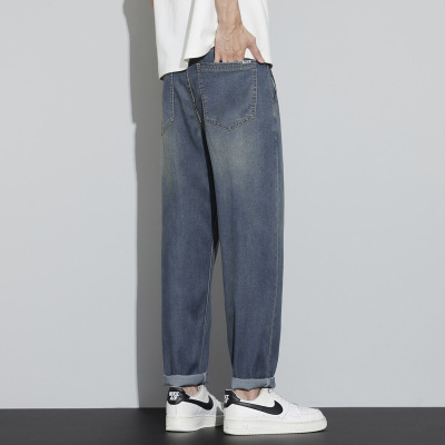 高街锥形哈伦牛仔裤天丝莱赛尔冰丝夏季薄款凉感垂感潮牌出街必备