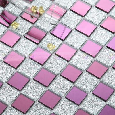 潘朵拉马赛克水晶玻璃马赛克背景墙瓷砖拼图紫镜银钻金典镜面KTV壹德壹 25紫镜银钻 30×30