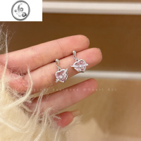 JiMi粉色爱心锆石银针耳钉女小众设计感高级耳环甜美可爱气质百搭耳饰