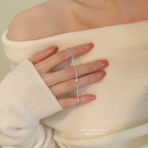 法式轻奢猪鼻子手链女s999纯银气质百搭极简风足银手饰男士代发送女朋友老婆情人节七夕生日礼物 白金色