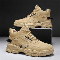 秋冬新款男士高帮复古休闲马丁靴增高厚底百搭休闲户外工装男鞋