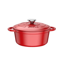 三禾珐琅锅22cm铸铁聚水循环持久保温红色ZT22A4