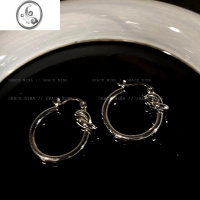 JiMi冷淡风打结耳环2023年新款潮百搭素圈耳扣耳钉女设计感小众耳饰品