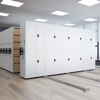 易企采 每立方价格 档案室手摇式轨道密集架移动资料档案柜财务凭证密集柜常规白色