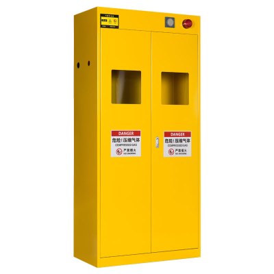 臻远气瓶防爆柜 黄色双瓶一代报警器