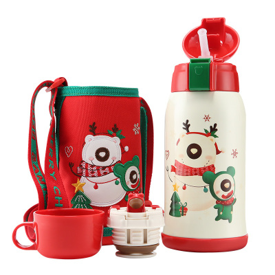 免费刻字杯具熊（beddybear）杯具熊圣诞儿童保温杯男女士保温杯学生情侣真空不锈钢时尚刻字定制水杯600ml