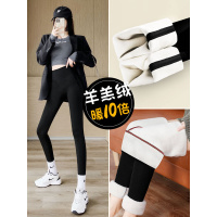 羊羔绒鲨鱼裤女外穿秋冬季加厚加绒裤子瑜伽紧身冬天打底保暖棉裤