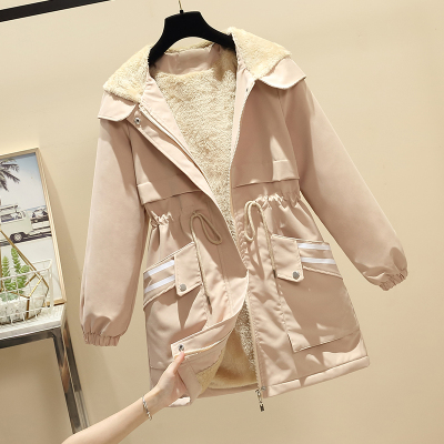 FISHBASKET大码胖妹妹加绒风衣2020新款韩版显瘦连帽棉衣派克服外套女装风衣女