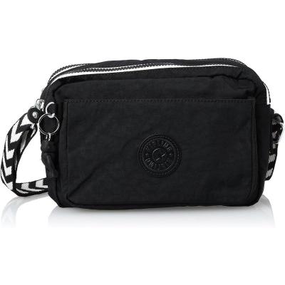 Kipling凯浦林单肩包女轻便防水大容量可调节肩带黑色条纹装饰