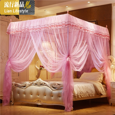 新款蚊帐1.8m/1.5m床家用公主风加厚加密支架1.2米/2米床公主蚊帐 三维工匠