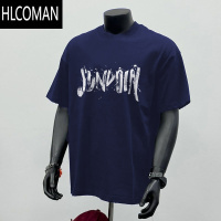 HLCOMAN潮人汇~涂鸦字母印花短袖t恤男潮牌美式休闲宽松半袖上衣
