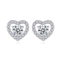 Verona Reine意大利轻奢珠宝心有灵犀S925纯银电镀18K白金晶钻炫动时尚雅致银耳饰送爱人送自己送闺蜜