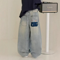 男童牛仔裤春秋款2026新款男孩春装直筒裤子中大童装痞帅宽松休闲