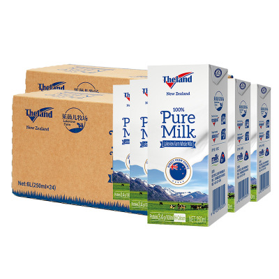 纽仕兰新西兰进口全脂高钙蛋白纯牛奶3.4g蛋白250ml*48盒学生