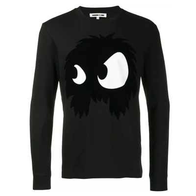 AlexanderMcQueen麦昆新款黑色系棉质小怪兽印花男女同款长袖T恤秋季