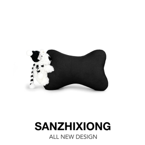 汽车头枕冰丝车内护颈枕潦草狗车内座椅腰靠套装夏车用 潦草狗黑色（冰丝款）1个