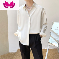 七斓轻熟风暗扣衬衫男设计感纯色宽松长袖上衣高冷禁欲系免烫打底衬衣