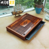 三维工匠小茶盘一人用抽屉小型实木茶海简约茶托家用迷你储水茶座排水茶台 款式643*28*5.5茶具