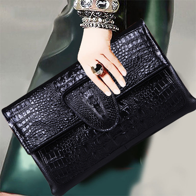 女士手拿包2020韩版新款真皮时尚鳄鱼纹大容量信封包手腕夹包
