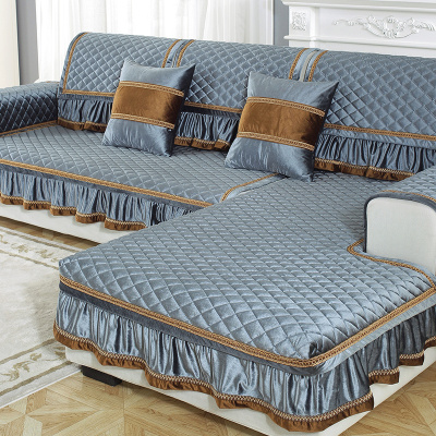 家柏饰(CORATED)沙发垫冬季毛绒防滑沙发套全包套罩简约现代坐垫子 锦素年华-灰色 90*40cm扶手巾