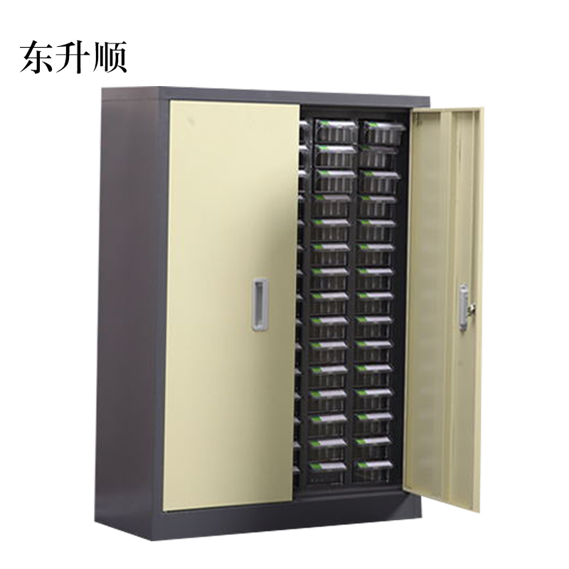 东升顺文件柜抽屉式工具收纳盒75抽透明带门小号抽屉