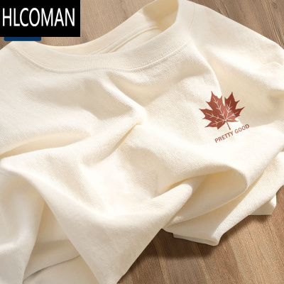 HLCOMANGENIOLAMODE短袖男夏季新款红枫叶青少年大码圆领体恤潮