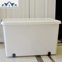 新款白色收纳箱有盖塑料衣物被子玩具储物箱带轮加厚特大号整理箱 三维工匠