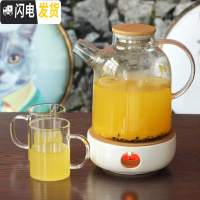 三维工匠大容量玻璃冷水壶套装家用加厚防爆凉水茶壶耐热高温水杯水具套装 1.6壶+2带把杯250+陶瓷炉凉水壶