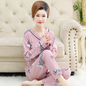 2025年秋冬季中老年妈妈睡衣女士长袖高档棉质宽松大码家居服套装