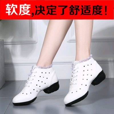 芳棋云品牌舞蹈鞋女士成人2019夏季新款软底真皮镂空广场舞跳舞鞋子水兵舞鞋