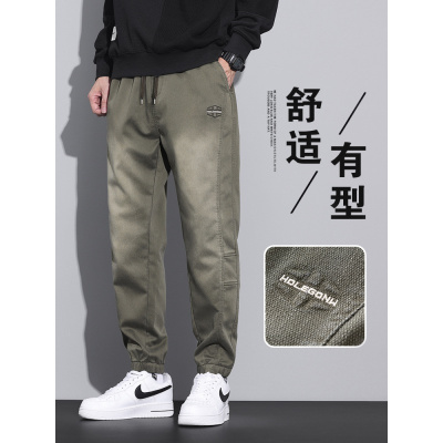 美式休闲裤男士春秋季新款宽松束脚工装痞帅潮牌哈伦裤子男款